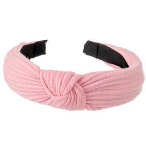 Pretty Pink Ribbed Top Knot Headband